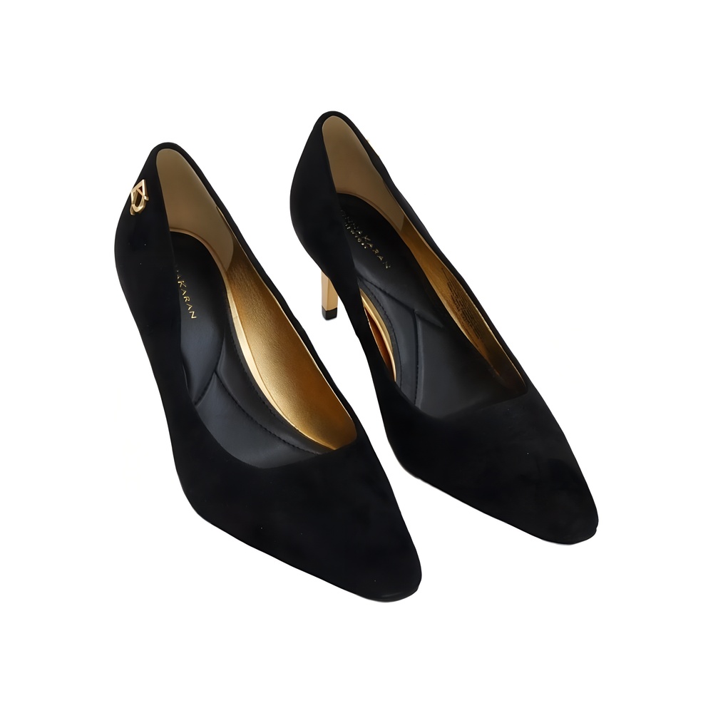 Donna Karan Savita Mid Stiletto Heel Pumps Black Gold Size 7.5